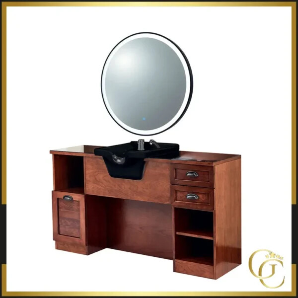 Poste de Coiffage Barbier JULES BR01 - coiffeuse barbier vintage JULES BR01 - Coiffeuse pour Salon de Coiffure JULES BR01 - coiffeuse de coiffure JULES BR01 - Mobilier de Coiffure Professionnel
