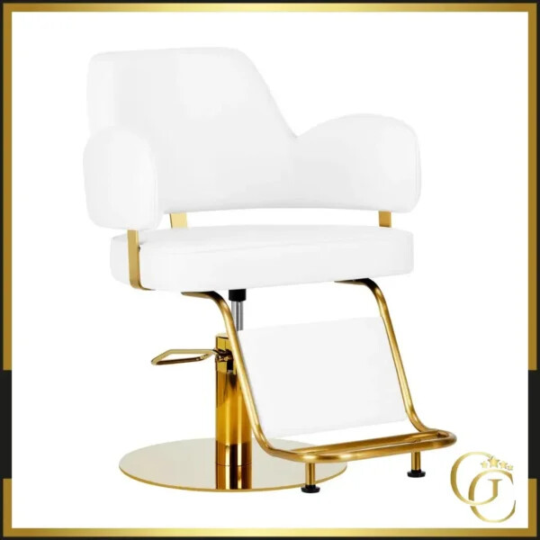 Fauteuil de Coiffure Linz NQ OR-BLANC - Fauteuil de Coiffure Linz NQ OR-BLANC - Chaise de coiffure professionnel - fauteuil de coiffure professionnel - mobilier de coiffure haut de gamme