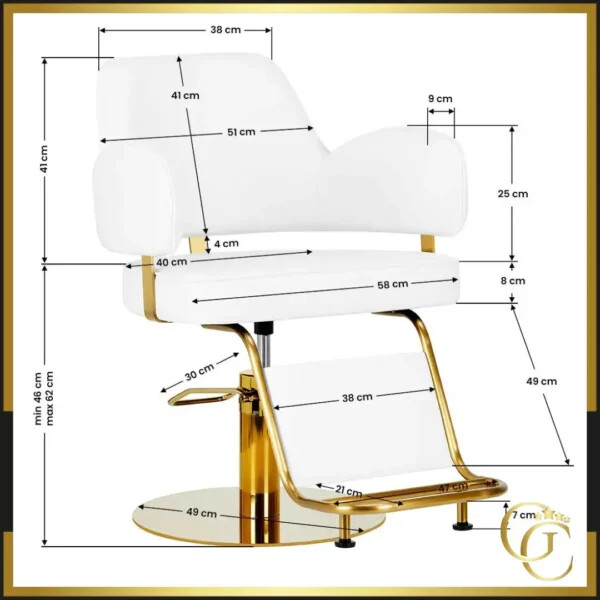 Fauteuil de Coiffure Linz NQ OR-BLANC - Fauteuil de Coiffure Linz NQ OR-BLANC - Chaise de coiffure professionnel - fauteuil de coiffure professionnel - mobilier de coiffure haut de gamme