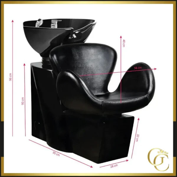 Bac à shampooing ODA Black - Bac de lavage ODA Black - Bac à shampooing salon de coiffure - unité de lavage salon de coiffure - mobilier de coiffure professionnel
