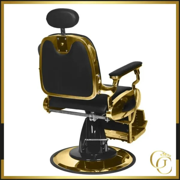 Fauteuil Barbier LEO Gold Black - chaise Barbier LEO Gold Black - Fauteuil de Barbier LEO Gold Black - Fauteuil de coiffure LEO Gold Black - mobilier de coiffure haut de gamme