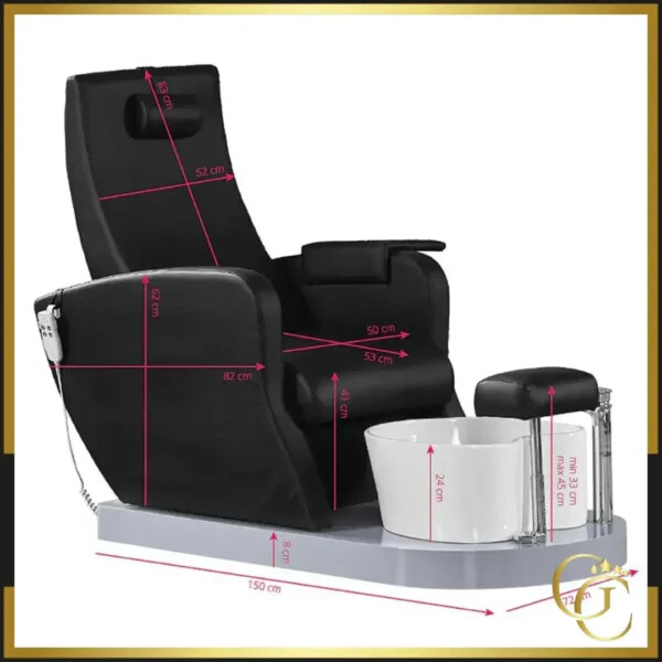 fauteuil de pédicure Spa Électrique Massant Azzurro 016C Noir - Fauteuil Pédicure Électrique Azzurro 016C Noir - Mobilier esthétique haut de gamme - Chaise pédicure SPA massant Azzurro - Fauteuil Esthétique Électrique Azzurro 016B Noir