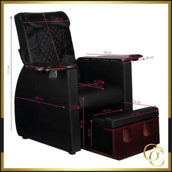 Sillón de pedicura Azzurro 101 Negro - Sillón de pedicura profesional - Sillón de pedicura de alta calidad - Sillón de pedicura masajeador - Mobiliario de belleza de alta gama