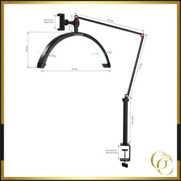 Glow MX3 Black treatment lamp - Glow MX3 Black professional lamp - Led half moon lamp - Led professional lamp - Manicure table lamp