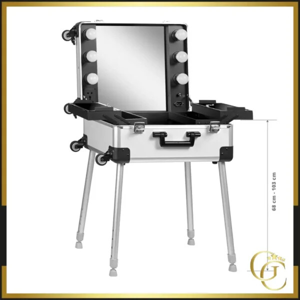 Make-up-Koffer Viola Silber - Make-up-Tisch Viola Silber - professioneller Make-up-Tisch - professionelle Kosmetikmöbel - professionelle Kosmetikmöbel