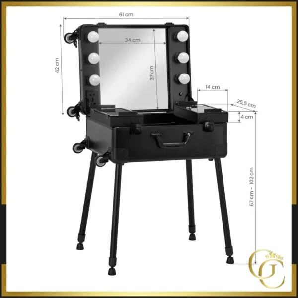 Viola black make-up case - Viola black make-up table - professional make-up table - professional make-up furniture - professional beauty furniture