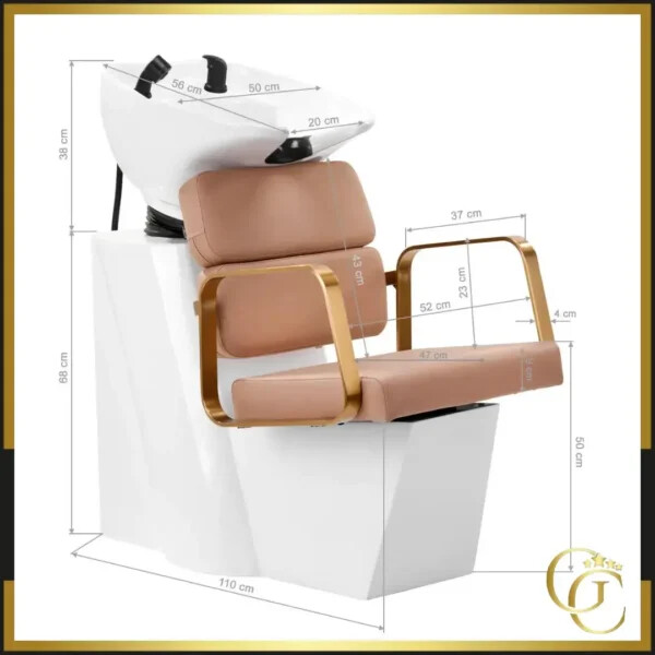 Lavandino per shampoo Adele Beige - Lavandino professionale Adele Beige - Lavandino per salone da parrucchiere - Lavandino per shampoo per salone da parrucchiere - Arredamento professionale per parrucchieri