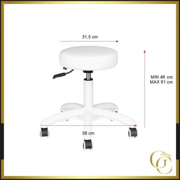 Stool AM-303-2 White - Professional swivel stool - Professional work stool - pedicure stool - professional beauty furniture