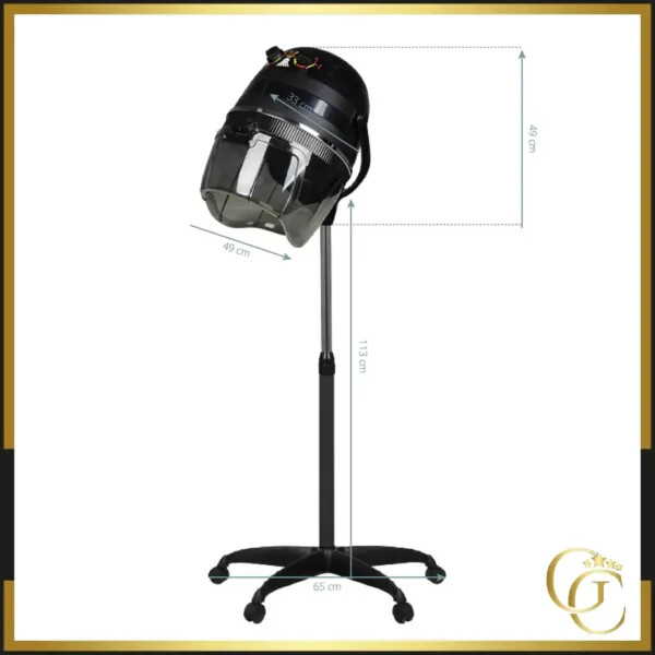 Gabbiano Secador 1600 Negro - Gabbiano Casco Secador de Pedestal - Gabbiano casco secador - casco secador profesional - Equipo profesional de peluquería