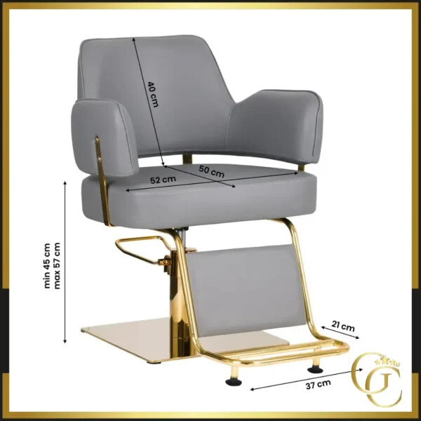 Fauteuil de Coiffure Linz NQ Gold Grey - Fauteuil de Coiffure Linz NQ Gold Grey - Chaise de coiffure professionnel - fauteuil de coiffure professionnel - mobilier de coiffure haut de gamme