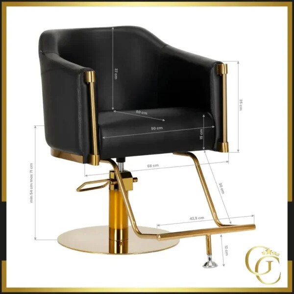 Fauteuil de Coiffure NOUR Black Gold - Chaise de coiffure NOUR Black Gold - Meuble pour salon de coiffure - Mobilier de coiffure professionnel - Fauteuil de coupe NOUR