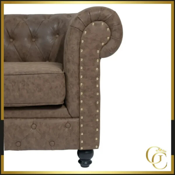 canapé d'attente YORK marron -. canapé salle d'attente YORK marron - meuble pour salon de coiffure - canapé pour salon de coiffure - canapé style Chesterfield